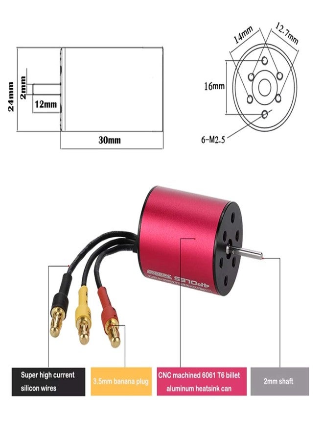 جوليرك مجموعة محرك GoolRC S2430 7200KV بدون فرش، ووحدة تحكم إلكترونية 25 أمبير، ومحرك سيرفو معدني بوزن 2.2 كجم، مناسبة لسيارات التحكم عن بعد بمقياس 1/14 و1/16 و1/18 - Image 5